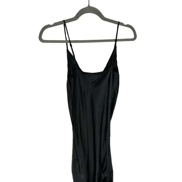 Aritzia Wilfred Only Ruched Black Slip Dress Silk-sz Small